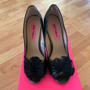 New in Box black/pewter Betsey Johnson Heels